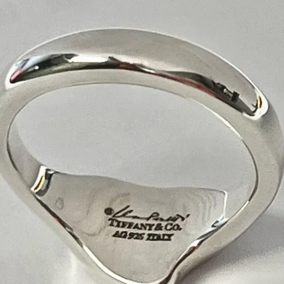 Tiffany & Co Elsa Peretti Full Heart Ring - Silver - sz 7.5 - Picture 4 of 8
